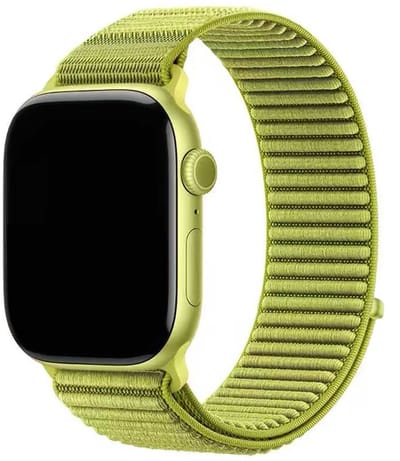 Stravo Elastisch Nylon horlogebandje met geribbelde structuur – Geschikt voor Apple Watch 42mm (Series 11/10), 41mm (Series 9/8/7), 40mm (Series 6/5/4, SE 1/2/3), 38mm (Series 3/2/1) – Nylon 'Wave' bandje – Lichtgroen