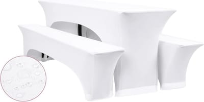 Biertafelhoezen Set - Bankhoezen Tafelkleden - Feestelijke Decoratie - Waterdicht en Elastisch - 50 cm Breed - Wit