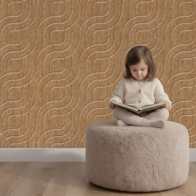 Wandpaneel vilt, knoop, bruin beige – 2950 x 1200 mm | 9mm dik | Verbetert de akoestiek | Eenvoudige montage | Wanddecoratie