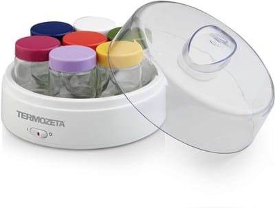 Termozeta 75105 yoghurtmaker, 7 potten van 150ml, 15W, AAN-UIT knop, transparant deksel, ideaal voor natuurlijke en verse yoghurt