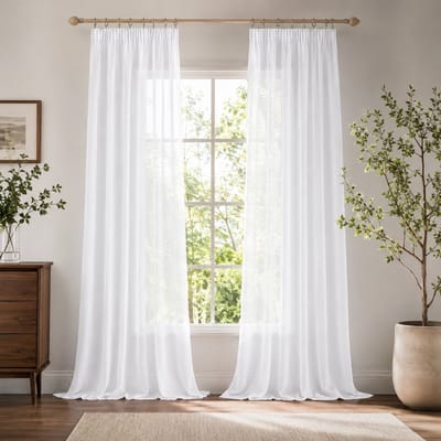 MUPOO Scandinavisch Vitrages Kant en Klaar - Witte Transparante Voile Vitrage Gordijnen - Lichtdoorlatend en Luchtig - met Roedezak en Plooiband - Transparante Gordijnen voor Woonkamer en Slaapkamer - 132 x 214 cm-2 Stuks
