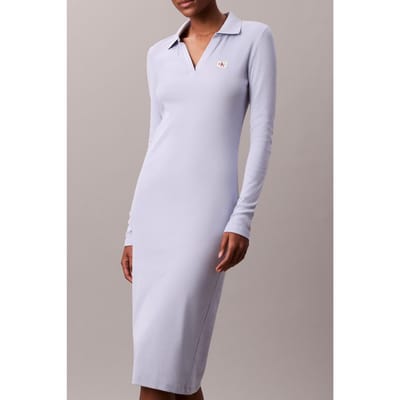 Calvin Klein Ls Woven Label Dress Casual Blue Taglia: XS | Abiti in T-Shirt Outlet | Donna | Blu