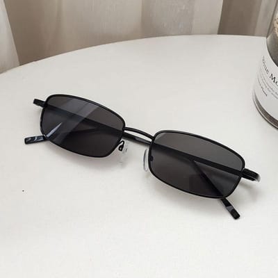 Mode Kleine Rechthoekige Zonnebril Mannen Vrouwen Vintage Vierkante Rij Zonnebrillen Luxe Merk Metalen Frame gray