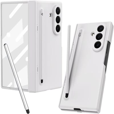 Volledige Bescherming Hoes voor Galaxy Z TriFold met Ingebouwde Schermbeschermer en Hinge Bescherming, Inclusief Pen en Houder - Wit