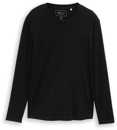 Tom Tailor Denim - Basic shirt met lange mouwen van katoen - Maat S - Black