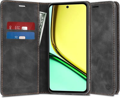 Hoesje geschikt voor Realme C67 4G - Techsuit Confy Book Wallet Case - Zwart