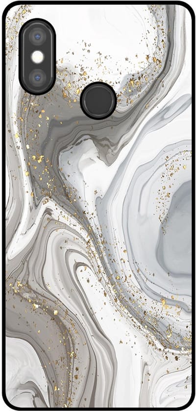 Smartphonica Telefoonhoesje Geschikt voor Xiaomi Mi 8 SE met marmer opdruk - TPU backcover case marble design - Zilver geschikt voor Xiaomi Mi 8 SE