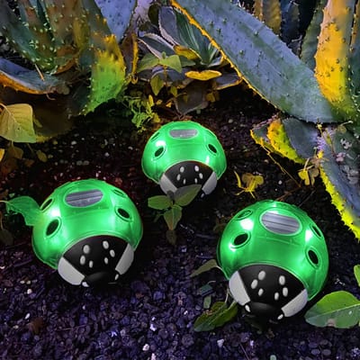Solar Lieveheersbeestje Tuinlamp – Groen – 6 Warm Witte LED’s – 14,5 X 12 X 6 Cm – Op Zonne-Energie – Automatisch Aan Bij Schemer – Ophangbaar En Decoratieve Buitenverlichting [11764B]
