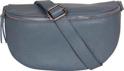 AmbraModa GLX1 - kleine heuptas buiktas crossbodytas, ideaal voor vakantie, reizen, uitgaan gemaakt van echt leer. IJsblauw donker