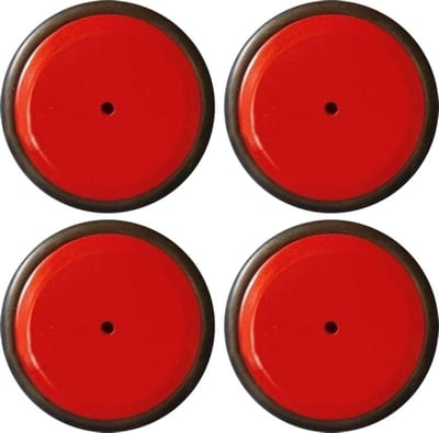 DW4Trading Massief Houten Wielen met Rubber Rand - Set van 4 Stuks - Rood