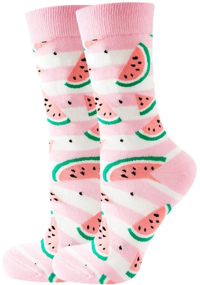SilverAndCoco - Gekke Vrolijke Foute Sokken / Leuke Grappige Happy Dikke Warme Huissokken Dames & Heren Kerstcadeau pakket / Thermosokken Katoen / Wintersokken Mannen en Vrouwen Socks Sinterklaas Schoen Kerst Cadeautje - Watermeloen / Watermelon