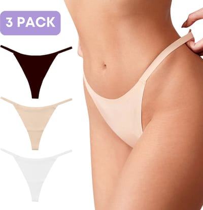 Naadloze string voor Dames - Multicolor - Zwart- Wit - Beige - Nude - Maat S - Set van 3 - Ultrazacht - Brazilian slip - string - Naadloos ondergoed dames - Seamless ondergoed dames - Invisible string - thong
