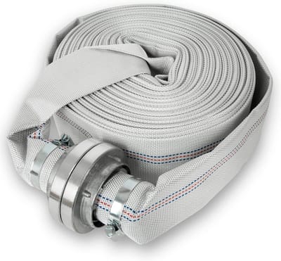 Platte Slang - Textielslang Waterslang - Grote Waterhoeveelheden - Met Storz Koppeling - 30 Meter 52mm - Grijs Met Kleuren