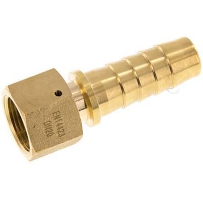 19x33 mm & G3/4'' Messing Slangpilaar met Wartelmoer DIN EN 14423 / DIN 2826