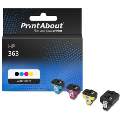 PrintAbout huismerk Inktcartridge 363 (C8721EE) 4-kleuren Multipack Geschikt voor HP