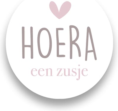 25x Sluitsticker /Sluitzegel Hoera een zusje - taupe - Sluitstickers Pimp Studio