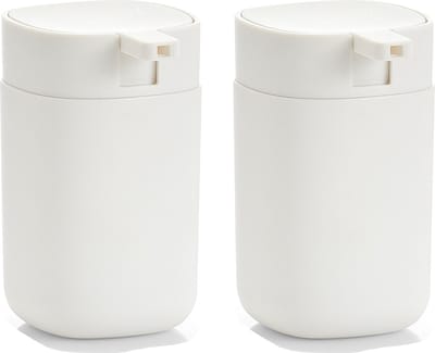 Zeller Zeeppompje/dispenser - 2x - kunststof - wit - 12 cm - modern