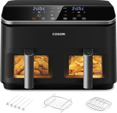 Heteluchtfriteuse met Dubbele Kamer - 8.5L - 6-in-1 Functies - Zichtvenster