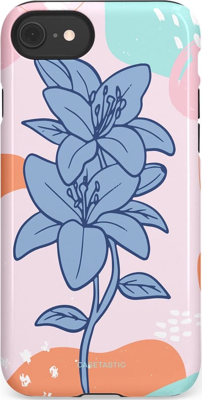 Casetastic hoesje geschikt voor Apple iPhone SE / Apple iPhone 7 / Apple iPhone 8 - Dubbellaagse bescherming - Roze Paarse Lelie Bloemen - Fashion Case - Wit Perzik Lichtblauw Mintgroen
