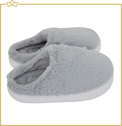 ATTREZZO® Pantoffels dames - Extra zacht - Sloffen - Lichtgrijs - Maat 38-39