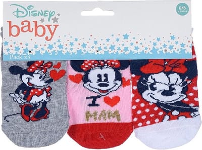 Minnie Mouse - Baby sokken - 3 paar - 6 tot 12 Maanden