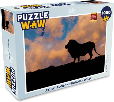Puzzel Leeuw - Zonsondergang - Wild - Legpuzzel - Puzzel 1000 stukjes volwassenen