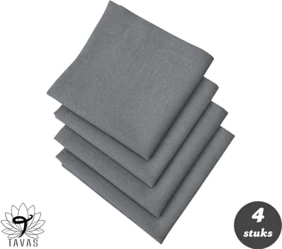 Tavas Servetten - 30 x 30 cm - Set van 4 stuks - Parelgrijs Linnenlook - Katoen