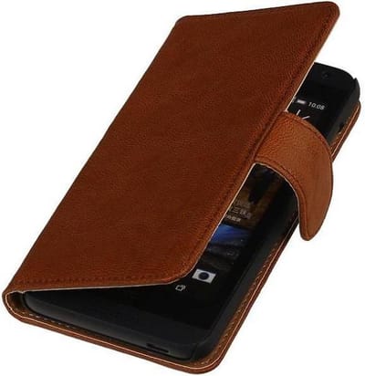 Washed Leer Bookstyle Wallet Case Hoesje - Geschikt voor Huawei Ascend G730 Bruin
