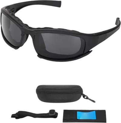 Tactische Sportbril met Enkele Gepolariseerde Lens – Zwarte Veiligheidsbril voor Outdoor Sport, Fietsen, Klimmen, Hardlopen en Dagelijks Gebruik – Wind- en Stofbestendig