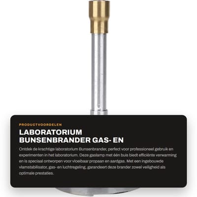 Dailygoods- Bunsenbrander met Vlamstabilisator - Gas- en Luchtregeling - Laboratoriumverwarming - Efficiënte Verbranding - Veiligheidsvoorzieningen - Hoge Temperatuur - Gasbrander