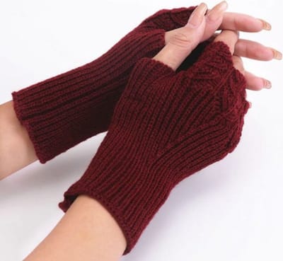 Winkrs© Vingerloze Handschoenen Dames Rood - Polswarmers Bordeaux - Acryl gebreide Handwarmers