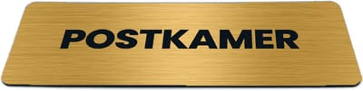 Deurbordje Goud-look met tekst postkamer - Formaat 150 x 50 mm x 1,6 mm - Zelfklevend | Luxe uitstraling | Geborstelde Gouden toplaag | Gratis Verzending | Decoporta