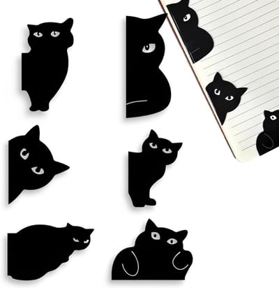 Kattenstijl Magnetische Boekenleggers voor Kinderen en Boekenliefhebbers, Set van 6 Stuks, Perfect voor Studenten en Leraren