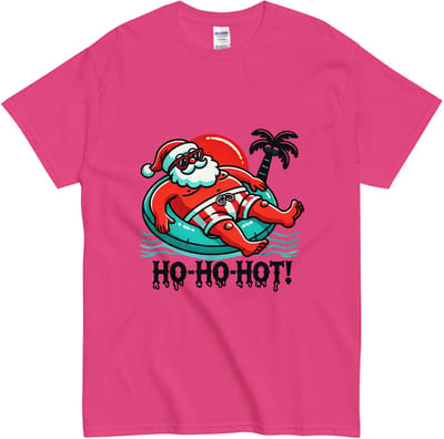 Grappig T Shirt Dames en Heren - Zomer Kerstman Ho Ho Hot - Katoen - Roze - S