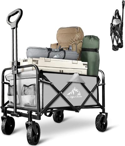 Opvouwbare Strandkar en Vouwwagen voor Outdoor, Camping en Boodschappen met All-Terrain Wielen