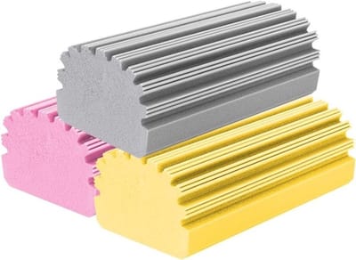 Herbruikbare Schoonmaak Spons, Duster, Stoomreiniging Spons, Vuilverwijderaar, Set van 3 Stuks in Grijs, Geel en Roze voor Efficiënt Stof en Vuil Verwijderen
