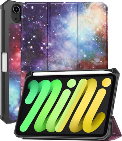 Hoes - Geschikt voor Apple iPad Mini 7 (2024) - 8.3 inch - 7e Generatie - Dun & Stevig - Trifold Bookcase - Hard Cover Case - Met Uitsparing Geschikt voor Apple Pencil - Hardcover Book - Tablet Hoesje - Galaxy