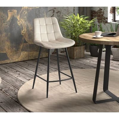 Barstoel Tanja-beige - Rousseau - Barstoel - Beige - Velours; Metaal - Set Van 2