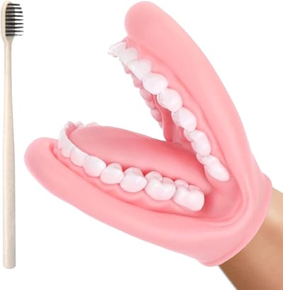 Handpop Mondmodel - Tandarts Pop - Mondhygiëne Leren - Beweegbare Tong - 15 cm - Wit