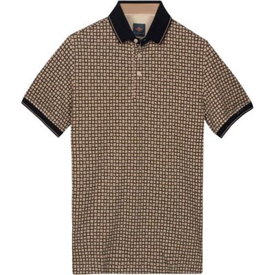 Baileys Polo Two-Tone Piqué Rotated Squares Fantasy Pattern Zand / male