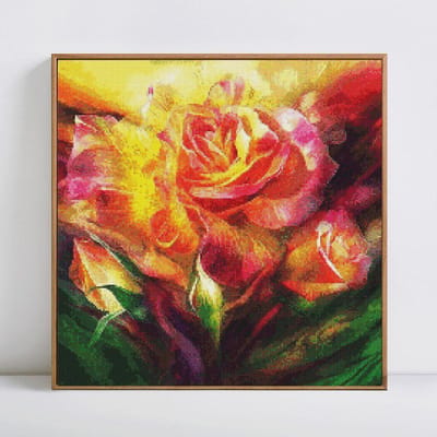 Peinture Diamant 5D Fleur Rose Ronde Complète Broderie Vente Mosaïque Diamant Image de Strass 30x30 yellow