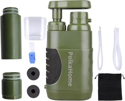 Thijox - Survival Waterfilter Outdoor - Waterzuiveringsapparaat 10.000L met Reservefilter - Ideaal voor Camping, Hiking, Survival Kit, Waterfiltering,