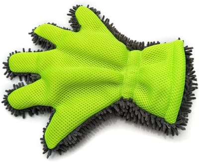 Autowashandschoen - Microvezel reiniger - Auto poetsen - 5 vinger ontwerp - 30 x 26.5 cm - Grijs