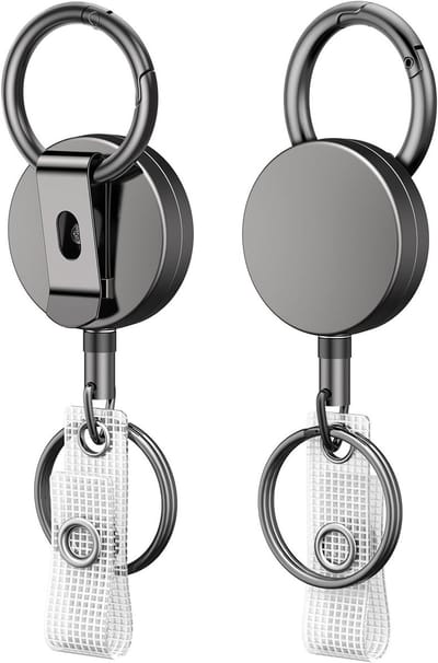 Set van 2 Stevige Retractable Badge Reel voor Badgehouders, Metalen Sleutelhanger met Riemclip, Duurzaam en Handig voor Werk en Evenementen