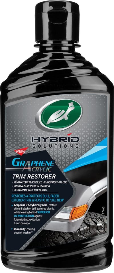 Turtle Wax HS Trim Restorer - Herstelt & beschermt dof vervaagd kunststof – Verdiept de zwarte kleur - Superieure UV bescherming - Bestand tegen wassen & weersinvloeden - 296ml