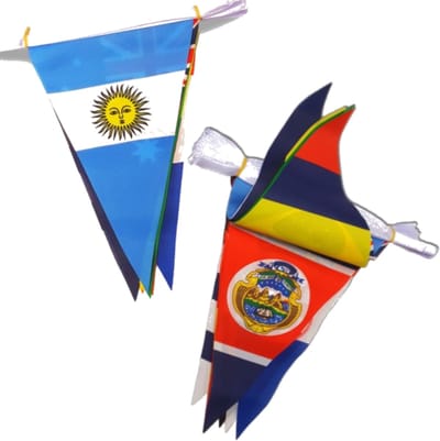 Internationale vlaggenlijn - 32x landenvlaggen van 20 x 30 cm - 11.5 meter - puntvlaggetjes - buiten - polyester