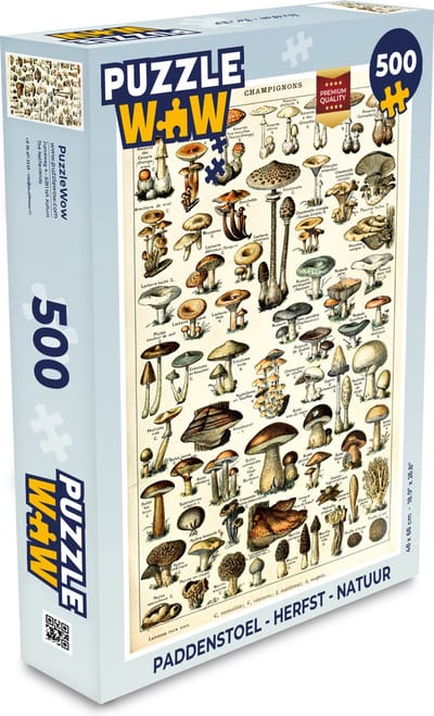 Puzzel Paddenstoel - Herfst - Seizoenen - Vintage - Adolphe Millot - Natuur - Legpuzzel - Puzzel 500 stukjes