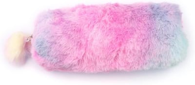 Schattige en Kleurrijke Pluche Pennenzak voor Meisjes - Ruime Make-up Tas, Fluffy Ontwerp, Perfect voor School en Creatieve Activiteiten