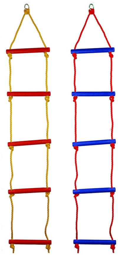 Lobbes touwladder speelgoed voor buiten en binnen 180cm multi kleuren.