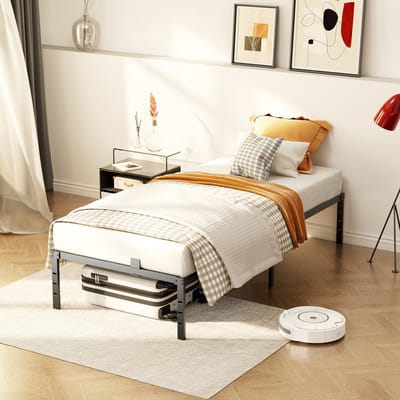 KUTAS Metalen Bed 90x200 cm - Minimalistisch Bedframe - Stevig - Stil - Anti Slip - Grote Opbergruimte - Schroefloze Montage - IJzeren Bed - Duurzaam - Roestvrij - Ideaal voor Kleine Woningen Kinderkamers en Logeerkamers
